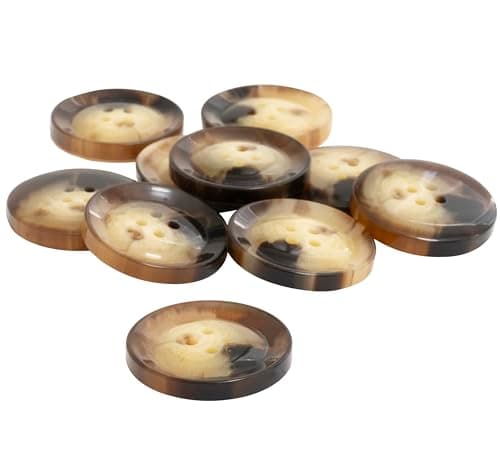 AERZETIX - C74192 - Lot de 10 Boutons de couture ronds ∅28x4 mm à 4 trous 44L L44 - diamètre de l'ouverture 2 mm - couleur beige et marron - en plastique - mercerie vêtements