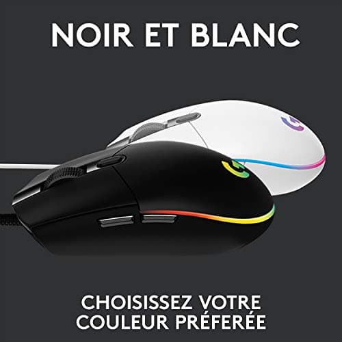 Logitech G203 LIGHTSYNC USB Souris Gaming avec Éclairage RVB Personnalisable, 6 Boutons Programmables, Capteur Niveau Gaming, 8 000 PPP, Ultra-Léger - Noire