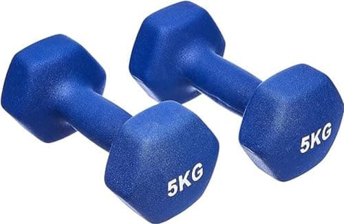 Amazon Basics Paire d'haltères en néoprène,10kg, 2 x 5 kg, Bleu