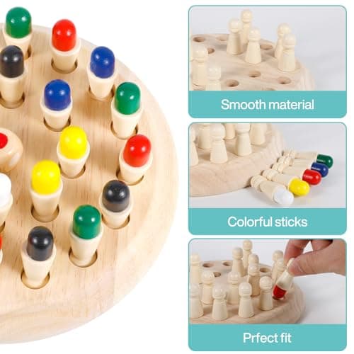 ZLPBAO Memory Chess Jeux Educatif 3 Ans, Méliorent la Mémoire et La Cognition des Couleurs,Jeu Montessori 3 Ans en Bois, Chess Board pour Enfants Adultes Fête Voyage