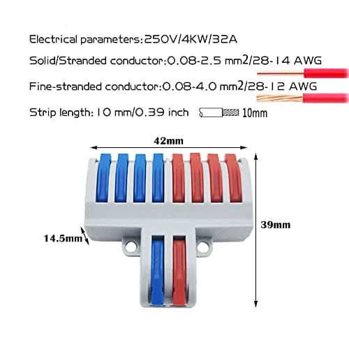 Bornes de Connexion, CESFONJER SPL-82 6 Pcs Connecteurs électriques, Levier-Écrou Fil Connecteurs, Connecteur de fil compact (2 in 8 out)