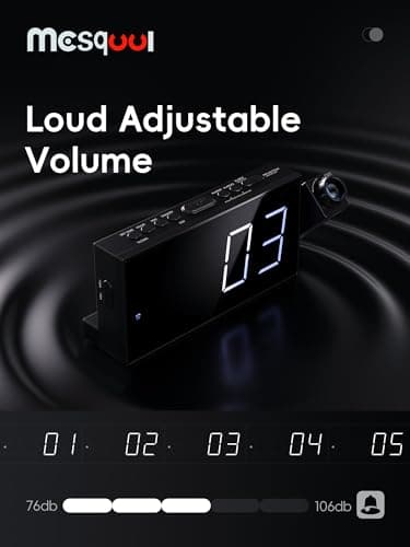 Réveil à Projection Plafond Heure, Horloge Enfant et Murale, 7" Grand Écran LED Reveil Projecteur 180°, Luminosité Réglable à 5 Niveaux, Double Alarme, Snooze, Charge USB, 12/24H