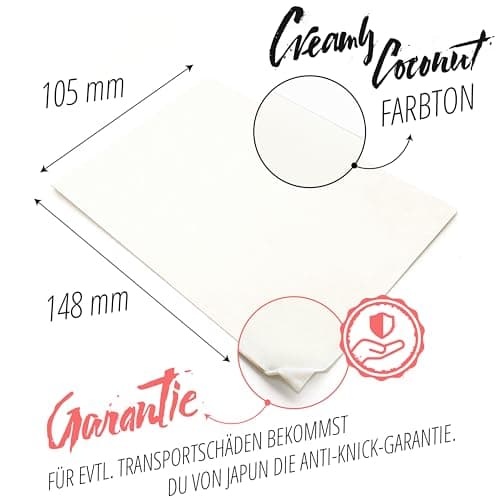 Japun - Cartes postales en papier kraft (set - 100 pièces) pour l'écriture et l'impression - 300 g/m2 - DIN A6 (Creamy Coconut)