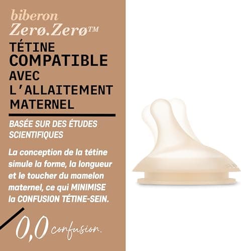Suavinex, Biberon Anti Colique Zero Zero, avec Tétine Débit Lent (S), pour Bébés +0 Mois, Biberon Nouveau-né, Idéal pour l'Allaitement Mixte, Tétine Imitant le Sein, 180 ml