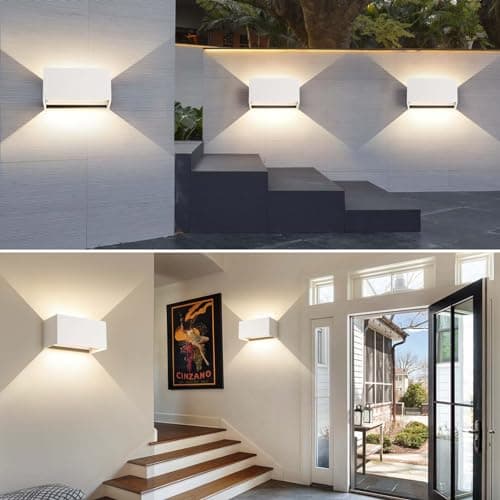 FUPE 25W LED Applique Murale Exterieur Intérieure Applique Extérieure IP65 Imperméable Moderne Aluminium Appliques Murale Extérieure Lampe Lumière Angle Réglable, Blanc 3000k Blanc Chaud