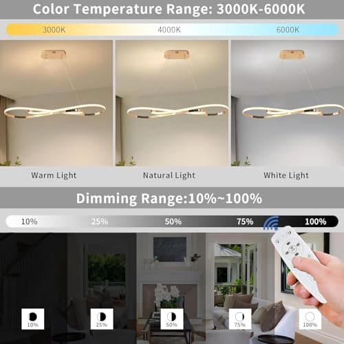 MQW Suspension LED table à manger lampe suspendue à intensité variable avec télécommande lampe à suspension design linéaire lampe lustre réglable en hauteur secrétaire lampe de cuisine (L100cm/57W)or