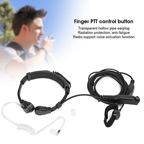 Annadue Casque Micro de Gorge Tactique Écouteur Micro de Gorge évolutif Vibration Casque Talkie-walkie Écouteur de Moniteur Radio Écouteur PTT Tactique Doigt PTT Enveloppé