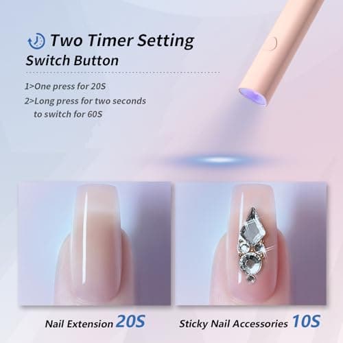 Lampe U V Ongles Gel, Denabuty Mini Lampe UV LED 3W Sans Fil, Séchoir à Ongles Efficace et Rapide Professionnel avec USB Rechargeable Portable pour Gel Pose Americaine, Vernis Semi Permanent Rose