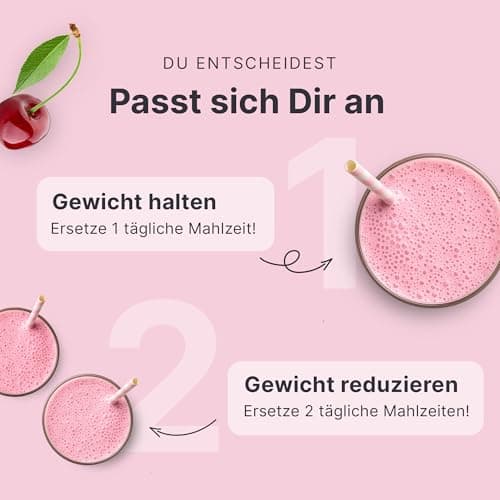SHEKO - Shake de repas à boire - Substitut de repas - Haute teneur en protéines - Goût naturel - Shake minceur (360 g – 1 paquet, Cerise)