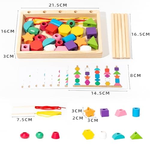 ENIKMOSD Jouet Montessori à Empiler et de Tri 2 3 4 5 6 Ans,Jouet éducatif Enfant,Jouets de Perles de Laçage en Bois,Jouet de motricité pour Bébé Enfant,Jeux D'activité et de Développement