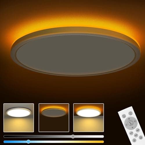 slochi Plafonnier LED Dimmable, 24W 2800LM Plafonnier Led avec Télécommande, 1800K Veilleuse de Couleur Chaude, 3000K-6500K Plafonnier Rond Ultra Fin pour Salon, Chambres d'enfants Ø30CM-Blanc
