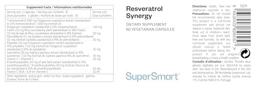 Resveratrol Synergy - Puissants Antioxydants Naturels (Fisétine, Ptérostilbène, Quercétine, Polydatine, Proanthocyanidines) - Aide à Combattre le Stress Oxydatif - Vegan - Sans Gluten - Supersmart