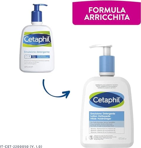 Cetaphil lotion nettoyante, 470ml, lotion nettoyante visage et corps, peaux sensibles sèches à normales, Niacinamide, Panthénol et de la Gycérine hydratante, sans savon
