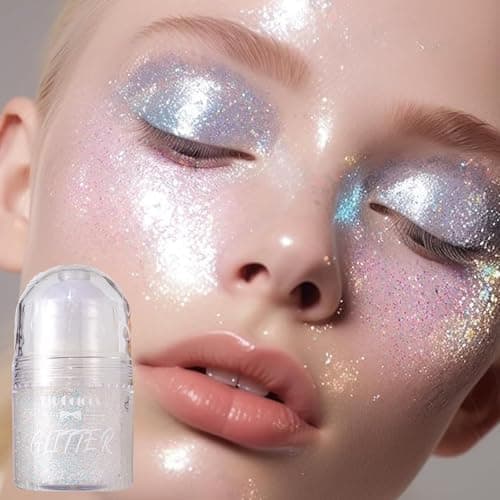 Roll-on Gel à Paillettes pour le Corps, Visage Liquide de Paillettes Holographiques, Sirène Paillettes Chunky Glitter pour les Accessoires de Rave, Maquillage d'Halloween