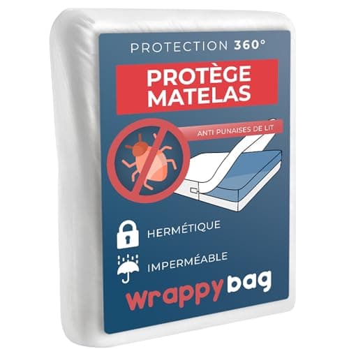 WRAPPYBAG Housse de Matelas Imperméable Intégrale Anti-Punaise de Lit & Acarien – Alèse Protège Matelas sans Traitement Chimique – pour Matelas 140x200 – 15 Tailles et hauteurs Disponibles