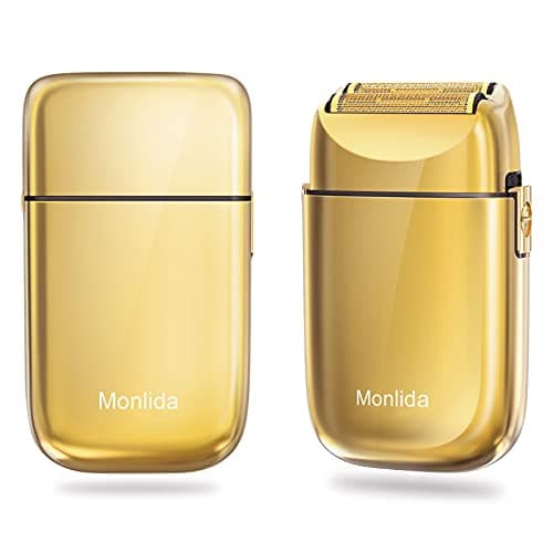 Monlida Rasoir Électriques Hommes, Tondeuse Barbe Homme Rasage Ultra Précis Sans Fil en Métal et Aluminium, Tondeuse de Précision USB Rechargeable (D'or)