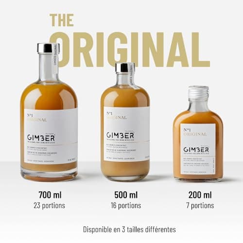 GIMBER Concentré de gingembre bio 3x700 ml (2,1L) | Boisson sans alcool 100% biologique à base de gingembre, citron et épices | Jus de gingembre Premium