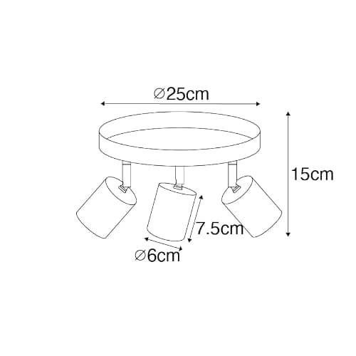 Qazqa java - Spot plafond, plafonnier - 3 lumière - Ø 25 cm - Doré/Laiton - Moderne - éclairage intérieur - Salon I Chambre I Cuisine I Salle à manger