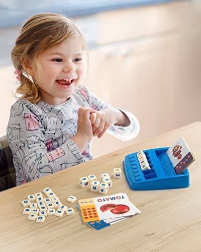 Coogam Jeu de Lettres Assorties, Alphabet Orthographe Lecture Cartes Flash, Math Nombre Mots Puzzle Montessori Apprentissage Précoce Cadeau Éducatif Jouets pour 3 4 5 Ans Enfants