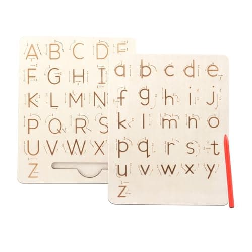 Planche de Traçage de Lettre en Bois Double Face, Lettres Trace ABC, Jouet Educatif Montessori pour Maternelle, ABC Alphabet Game Lettres D'entraînement, Préscolaire Cadeau pour 3 4 5 Ans Enfants