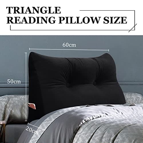 Rucener Coussin CompenséTriangulaires Coussin Dossier Canapé Oreiller de Lecture Gros Coussin de Canapé Coussin Tete de Lit A Une Variété D'utilisations Le Noir 60CM