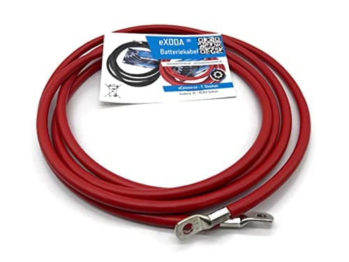 eXODA Câble de batterie 300cm câble d'alimentation en cuivre 25 mm2 avec cosses à œillets M8