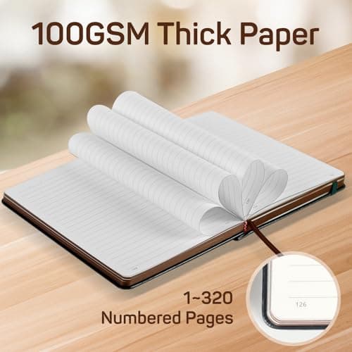 HOMEMARS Cahier A5, Cahier de Note, Notebook, Carnets et Journaux, 320 Pages, 100 GSM, Ligné,Vert, Carnet De Notes De Journal Épaissi,Carnet numéroté, Journaux en cuir épais, conception d’arbre