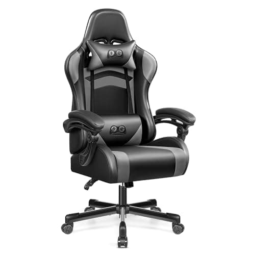 OneGame Chaise Bureau Gaming, Chaise Ergonomique Gaming avec avec Dossier et Hauteur réglables accoudoir Chaise Gaming avec Support Lombaire, Noir Gris