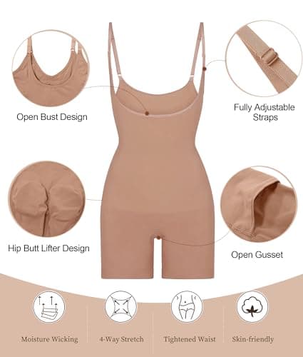 SHAPERX Body Sculptant Femme Gaine Amincissante Ventre Plat Combishort Gainante Minceur Invisible Shapewear Bodysuit, UK-SZ5258-Sienna-L/XL