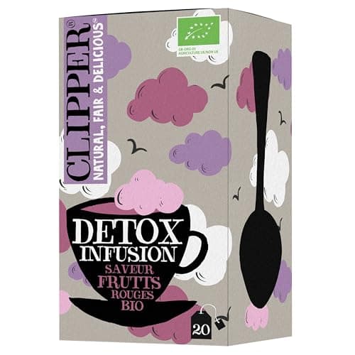 CLIPPER - Infusion Bio Détox - Saveur Fruits Rouges - 20 Sachets d'Infusion Bio - 1 paquet