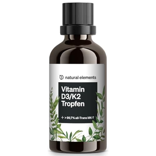 Gouttes de vitamine D3 et K2 50 ml – premium : >99,7% all-trans (K2VITAL® de Kappa) + D3 hautement biodisponible – produit testé en laboratoire, fortement dosé, liquide