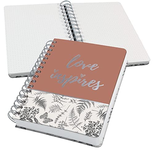 SIGEL JN605 Carnet de notes à spirale premium, 16,8 x 21,5 cm, pointillé, couverture rigide, motif feuilles, noir/beige/marron - Jolie