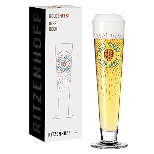 Ritzenhoff 1011012 Verre à bière 330 ml - série Heldenfest, motif n° 12 - Don't worry, beer hoppy - rond - Made in Germany