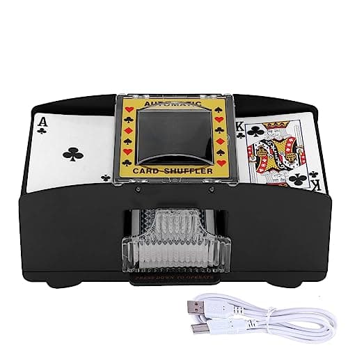 ZONJIE Mélangeur de Cartes Automatique à 2 Plateaux, mélangeur électronique de Cartes de Poker de Casino, Fonctionne avec des Piles USB/AA – Trieur de Cartes à Un ou Deux Jeux de Cartes
