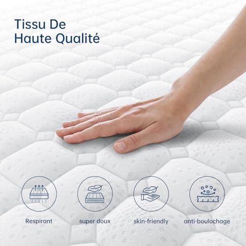 Matelas Hybride 140x190cm - 20cm d'Épaisseur | Ressorts Ensachés Indépendant + Mousse à Mémoire de Forme | Confort 7-Zones & Durabilité, Matelas de Lit d'adulte 2 Personnes, Support Endurant
