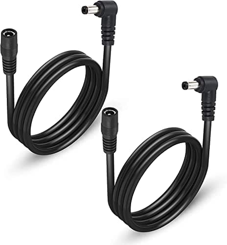 GINTOOYUN Lot de 2 câbles d'extension d'alimentation DC5525,câble Adaptateur d'alimentation DC 5,5 mm x 2,5 mm à Angle Droit mâle vers Femelle,Cordon Robuste de 0,9 m 18 AWG pour Bande Lihgt,CCTV,etc