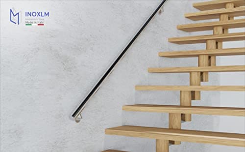 INOXLM Main Courante pour escalier en Acier Inoxydable AISI 304 ⌀ 33,7 mm, Rampe escalier Finition Satinée Fabriqué en Italie, Garde corps escalier pour Intérieur et Extérieur (300cm)