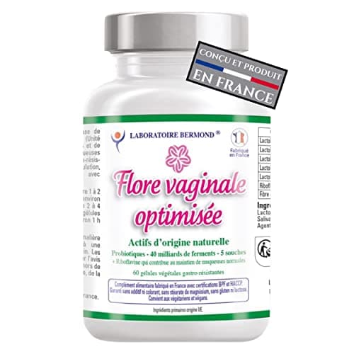 Probiotique flore intime vaginale - Ferments lactiques 40 milliards UFC en 5 souches Lactobacillus - Enzymes digestives Fabrique en FRANCE en 60 gelules vegetales gastro resistantes naturels et Vegan