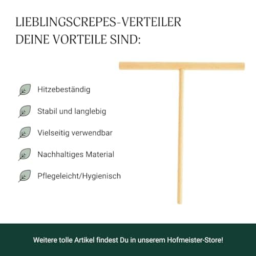 HOFMEISTER® Répartiteur de pâte à crêpes en bois - Répartiteur pour pâte à galettes et crêpes, étale la pâte de manière très fine et uniforme, pas de rayures sur la plaque de cuisson, 22 cm