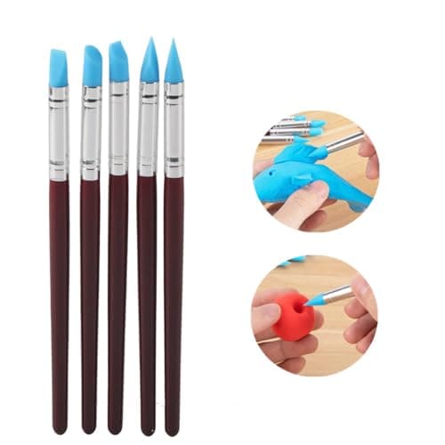 5 Pièces de Peinture à Pointe en Caoutchouc Pinceaux en Silicone Outil de Sculpture de Poterie Pinceau de Peinture en Silicone Outils de Sculpture en Argile
