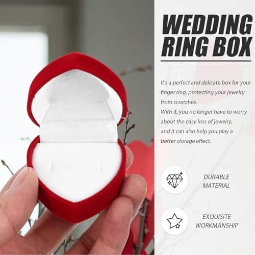 SURALIN 1 Pièce Boite Bague en Forme de Cœur, Boite a Bague en Velours Rouge, Emballage Cadeau Ecrin Bijoux Ecrin Bague Boite Coeur Proposition d'anniversaire et de Noël