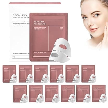Biodance Mask Collagen Masque Real Deep Mask Masque Collagene Korean Anti-âge Mask Collagen Collagène Masque Soluble Masque Hydratant Hydratation Visage pour les Peaux Sèches Ternes Femmes (12pc)