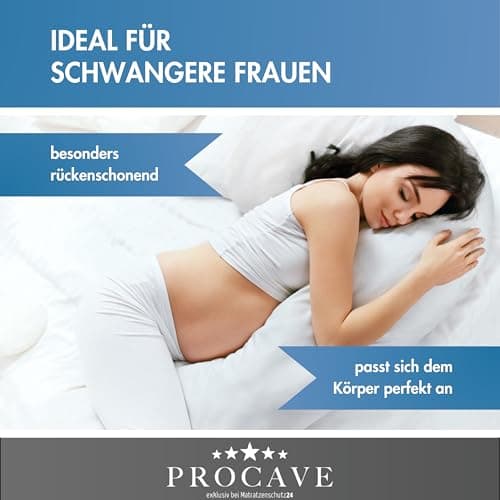PROCAVE Oreiller pour dormeur latéral, revêtement TopCool, Coussin d’Allaitement Doux, Coussin de maternité Respirant 40x200 cm, fabriqué en Allemagne