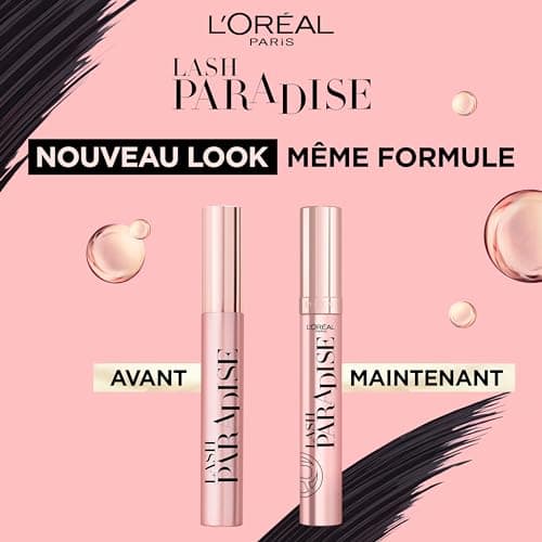 L'Oréal Paris - Mascara Volume Noir Intense - Convient aux Yeux Sensibles - Formule à l'Huile de Ricin - Lash Paradise - Teinte : Noir Intense - 6,4 ml