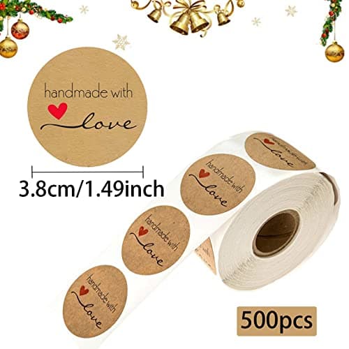 Lot de 500 autocollants cadeaux, étiquettes autocollantes, 1,49 pouces, autocollants de Noël, étiquettes de confiture, étiquettes pour bricolage, pâtisserie, enveloppe, sacs cadeaux, décoration