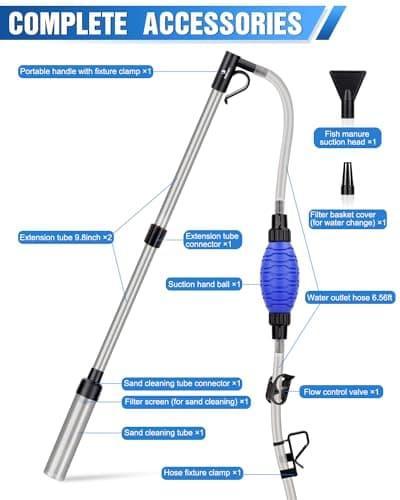 Aquarium Changer l'eau, Filtre de Sable de Nettoyage d'aquarium, réservoir de Poissons Kit de Nettoyage de Gravier d'aquarium avec débit d'eau réglable pour Le Nettoyage du Sable