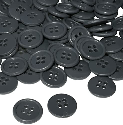AERZETIX - C56512 - Lot de 100 Boutons à coudre ronds Ø15x3 mm à 4 trous - couleur gris anthracite 24L L24 - en plastique - ouverture 2 mm - mercerie couture vêtements mode tricot décoration