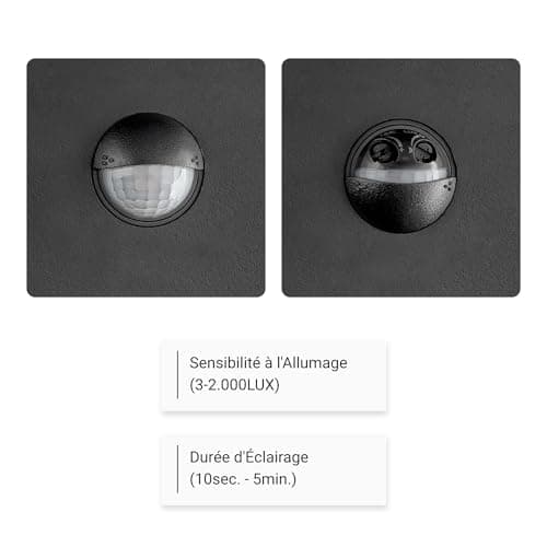 SEBSON LED Luminaire Exterieur avec Detecteur de Mouvement 9m/140° - Eclairage Exterieur Anthracite 15W 1000lm 5800K - IP65 Applique Murale