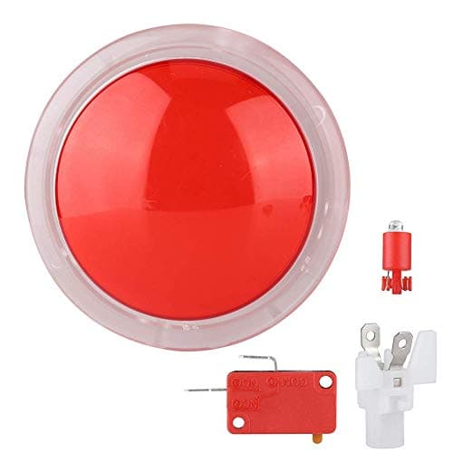 Boutons poussoirs éclairés par LED de 100mm, Lampe de lumière LED Grand Interrupteur à Bouton Poussoir de Joueur de Jeu vidéo d'arcade Rond, pour Jeux à pièces d'arcade(Rouge)