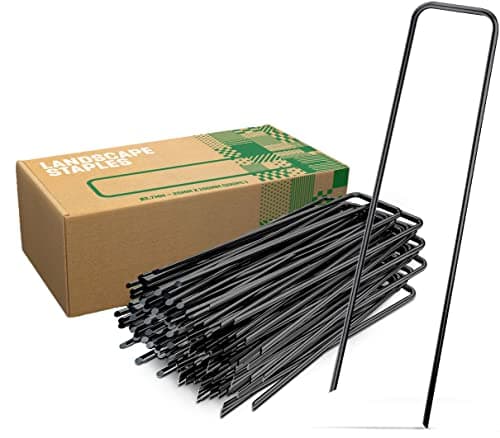 GardenGloss Piquets de Fixation en Acier (25 Pièces) - pour Toiles de Paillages et de Jardinage, Grillage et Filets - 150 mm de Long, 25 mm de Large, Ø 2.7 mm